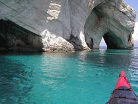 sea kayaking blue caves, zakynthos, ionian islands, greece